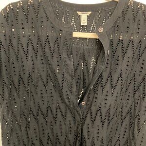 Jcrew black eyelet button down